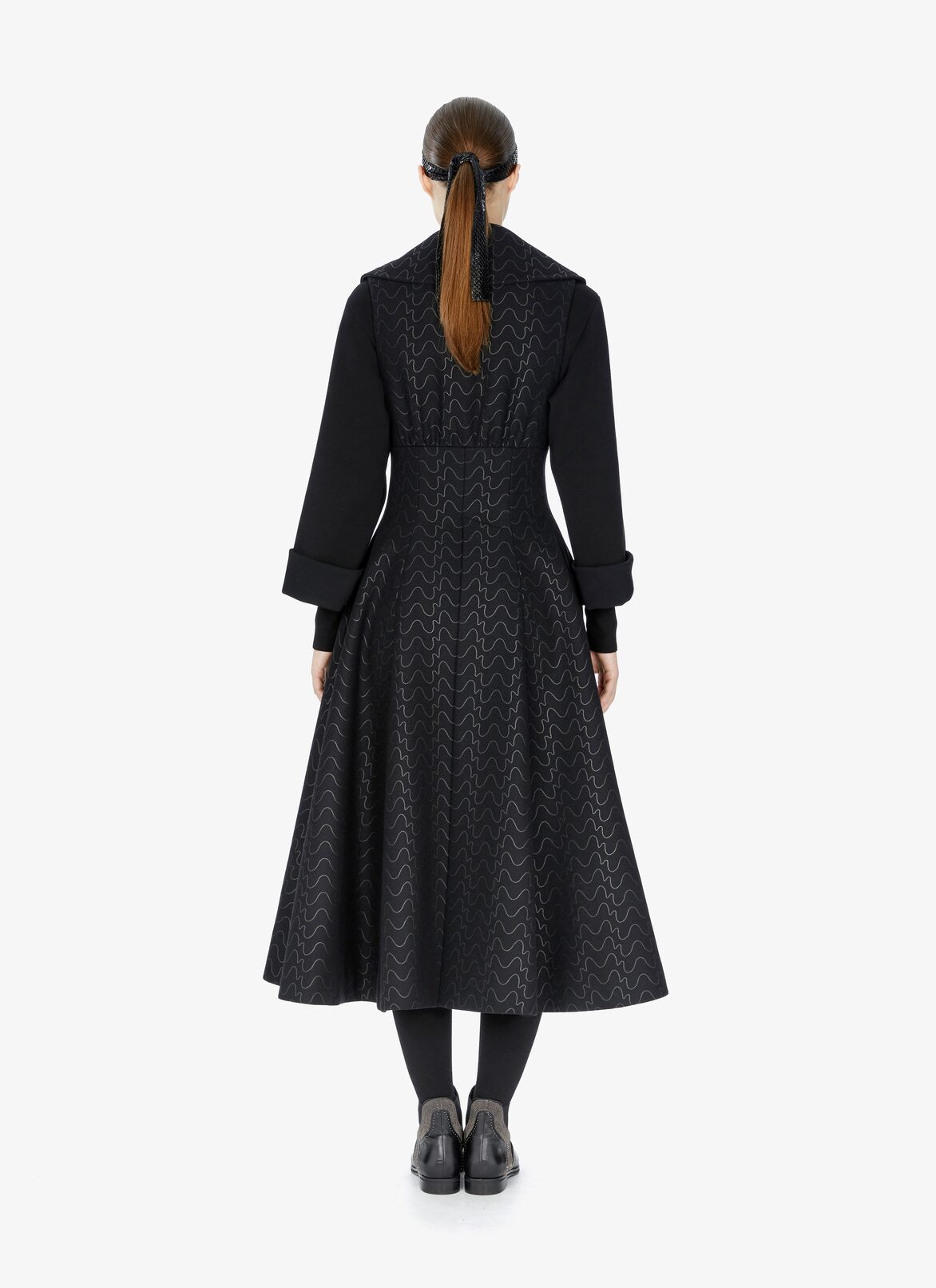 SLEEVELESS COAT DRAP FILIGRANE LUX BLACK/BLACK ALAÏA BLACK/BLACK SLEEVELESS COAT DRAP FILIGRANE LUX BLACK/BLACK